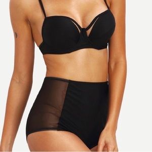 high waisted mesh swimsuit bottoms